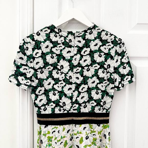Stella McCartney Green White Petra Floral Print Dress Fit Flare 36 0/2 XS - Picture 9 of 14
